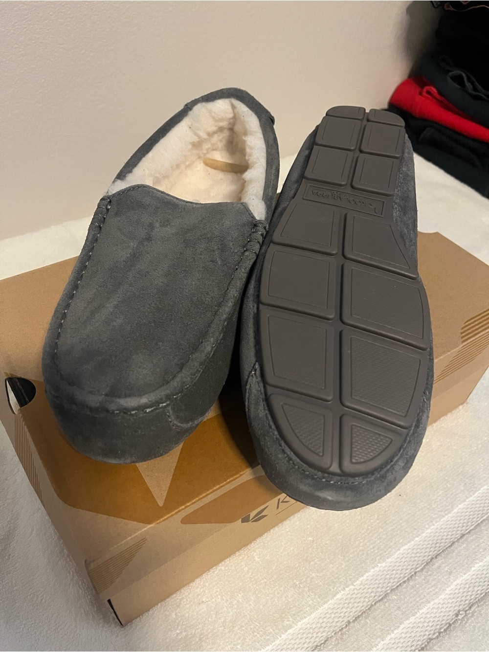 Koolaburra Men's Gray Suede Fleece-Lined Slip-On Loafers